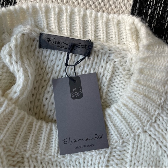 Anthropology Elsamanda Wool & Alpaca Fringed Sweater Italian Made NWT Size: L - Picture 7 of 7